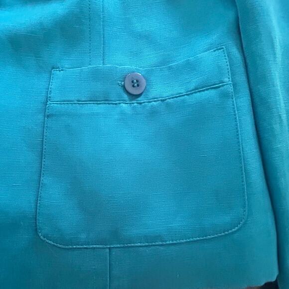 Talbots Collection Linen Silk Blue Lightweight Blazer Jacket Pockets Womens Sz 8 - Picture 4 of 9